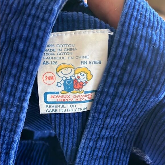 Vintage Royal Blue Kids Overalls with Star Details - Picture 3 of 4